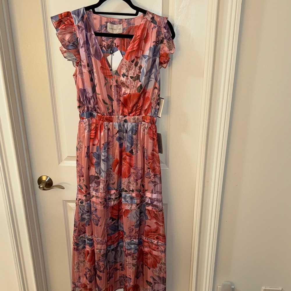 Adelyn Rae Vibrant Pink and Blue Maxi Dress